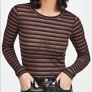 Rag & Bone brown metallic striped shirt
